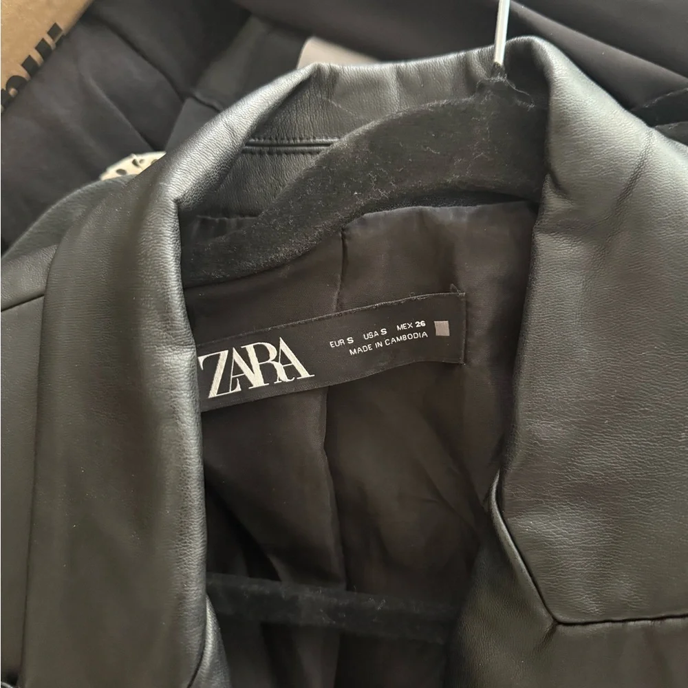 Zara Black Leather Jacket - Picture 3 of 4